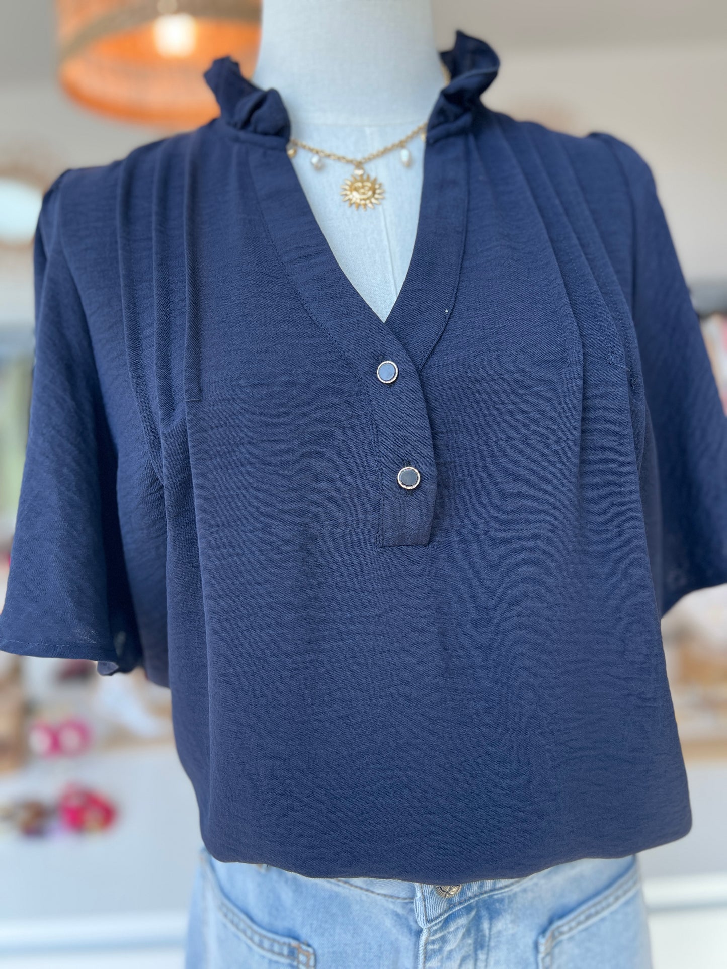 BLOUSE ROMANE BLEU